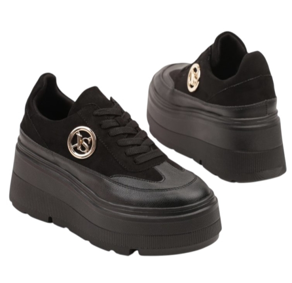 Черни кецове на платформа- Vaqna Black 11697