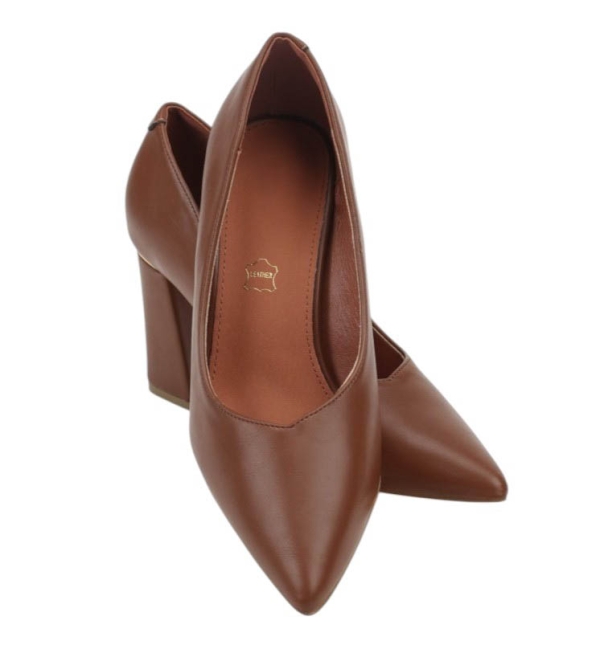 Кафяви елегантни обувки на широк ток- Klaudia Blawne 11698