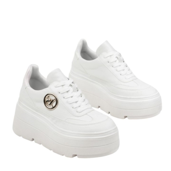 Бели кецове на платформа- Vaqna White 11696