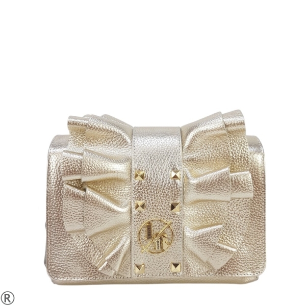 Златни равни обувки с каишка- Nansi Gold 11674