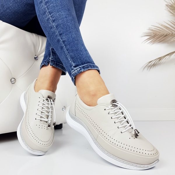 Обувки от естествен кожа с ортопедична стелка- Helga Grey 11715