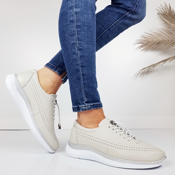 Обувки от естествен кожа с ортопедична стелка- Helga Grey 11715