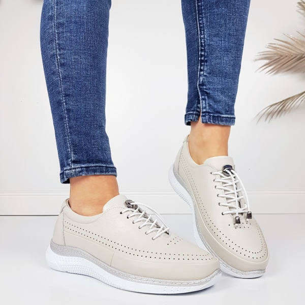 Обувки от естествен кожа с ортопедична стелка- Helga Grey 11715