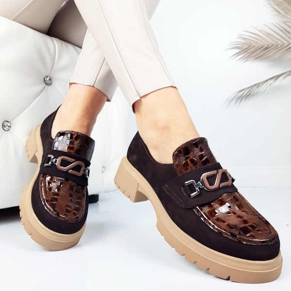 Кафяви дамски обувки от естествена кожа- Petra Brown 11720