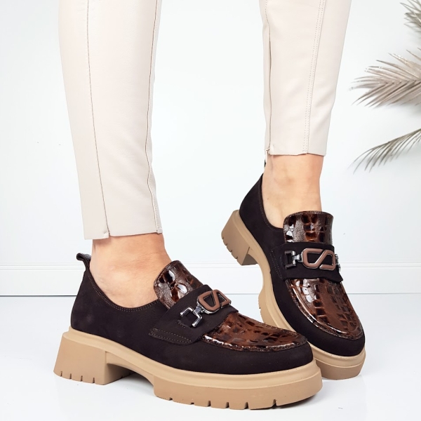 Кафяви дамски обувки от естествена кожа- Petra Brown 11720