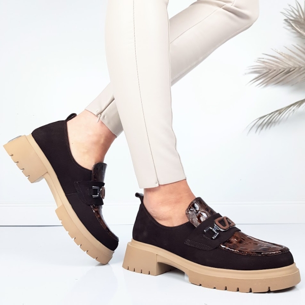 Кафяви дамски обувки от естествена кожа- Petra Brown 11720