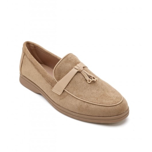 Равни велурени мокасини в цвят каки - Amelia Khaki 11714