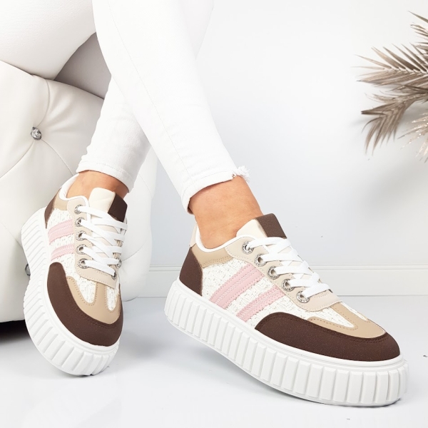 Кецове розово и цвят кафе на платформа- Sidni Pink 11722