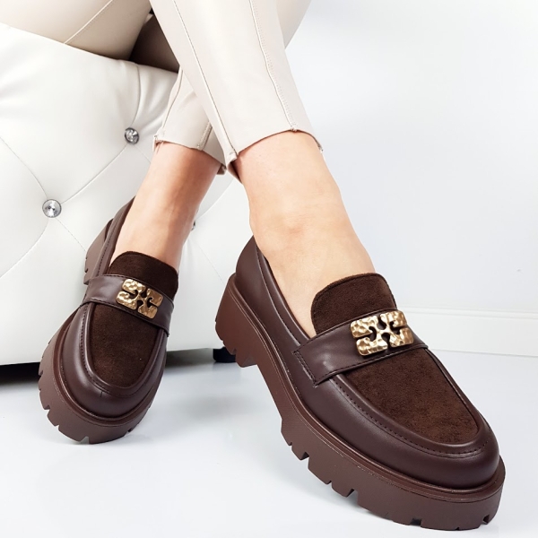 Дамски кожени мокасини цвят кафе- Amanda Koffee 11726