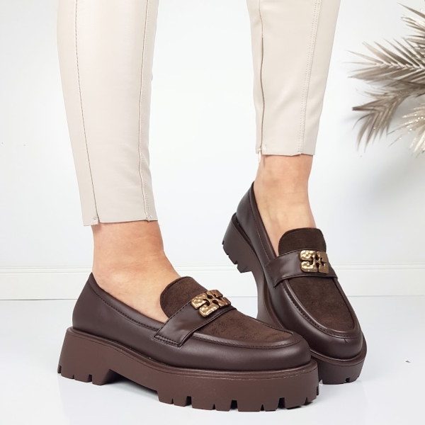 Дамски кожени мокасини цвят кафе- Amanda Koffee 11726