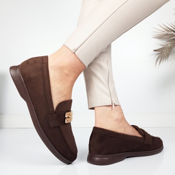 Велурени равни мокасини в цвят кафе- Melisa Koffee 11727