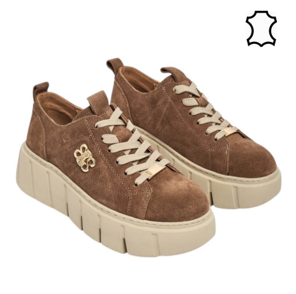 Кафяви кецове от естествен велур- Daris Brown 11733