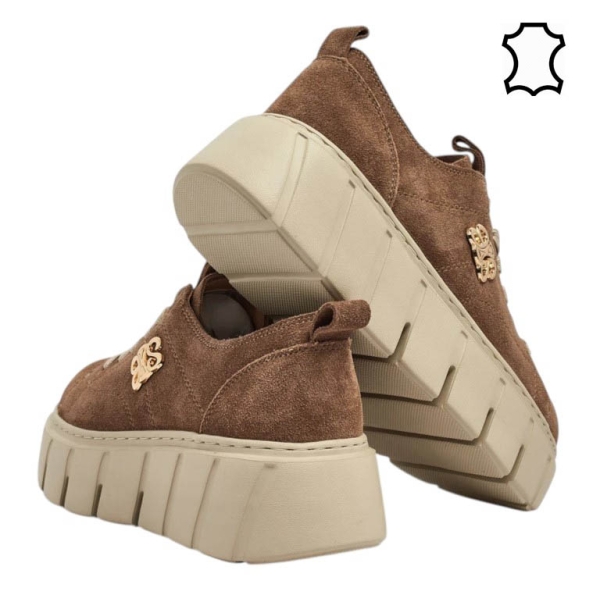 Кафяви кецове от естествен велур- Daris Brown 11733