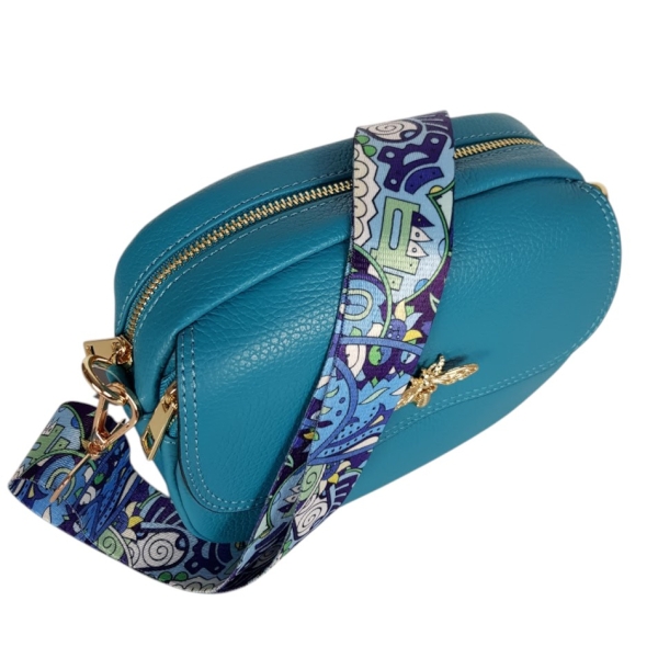 Синя чанта от естествена кожа- Vera Blue 11742