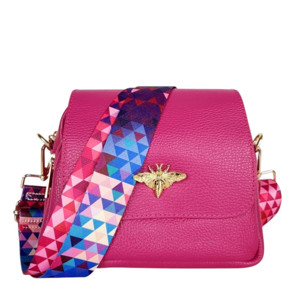 Цикламена чанта от естествена кожа с две отделения- Selin 11746