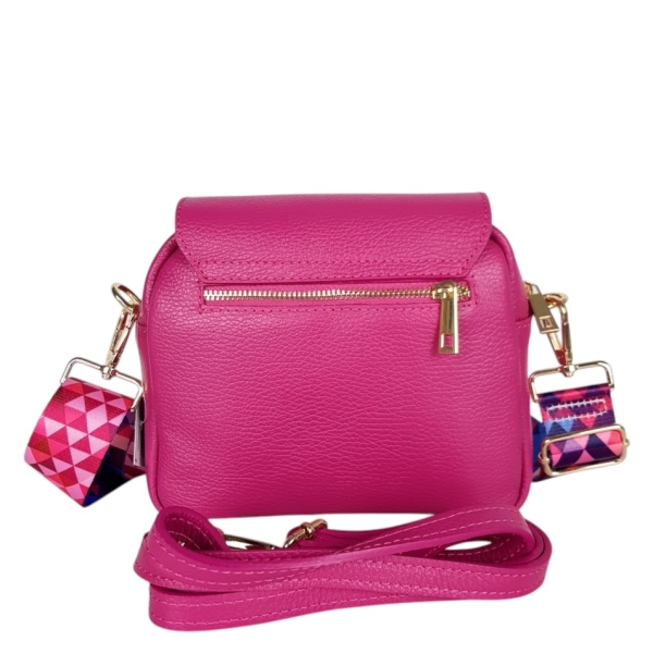 Цикламена чанта от естествена кожа с две отделения- Selin 11746