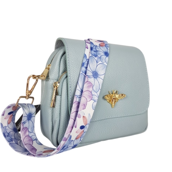 Синя чанта от естествена кожа- Selin Blue 11747