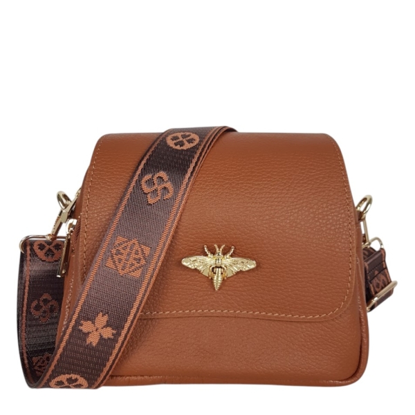 Чанта от естествена кожа с дълга дръжка- Selin Brown 11749