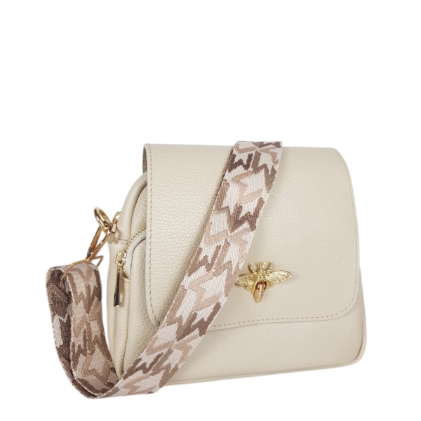 Бежова чанта от естествена кожа- Selin Brown 11749