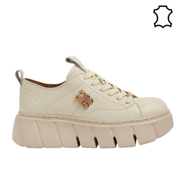 Бежови кецове на платформа- Daris Beige 11734