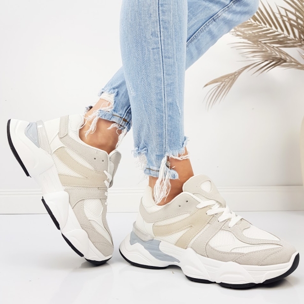 Дамски маратонки в сив и бял цвят- Klaudiq Gray 11761