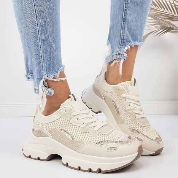 Бежови дамски маратонки- Tara Beige 11764