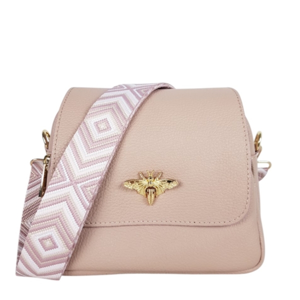 Розова чанта от естествена кожа- Selin Pink 11771