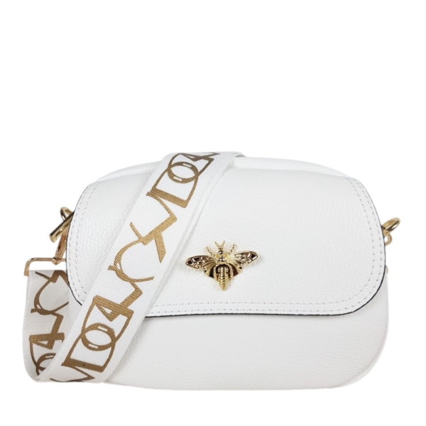 Бяла чанта от естествена кожа- Vera Pink 11774