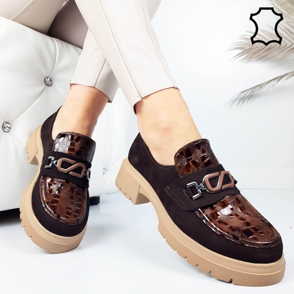 Кафяви дамски обувки от естествена кожа- Petra Brown 11720