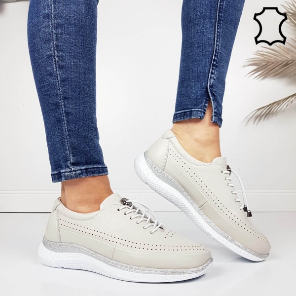 Обувки от естествена кожа с ортопедична стелка- Helga Grey 11715