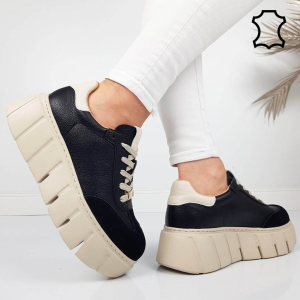 Спортни обувки от естествена кожа - Daris Black 11730