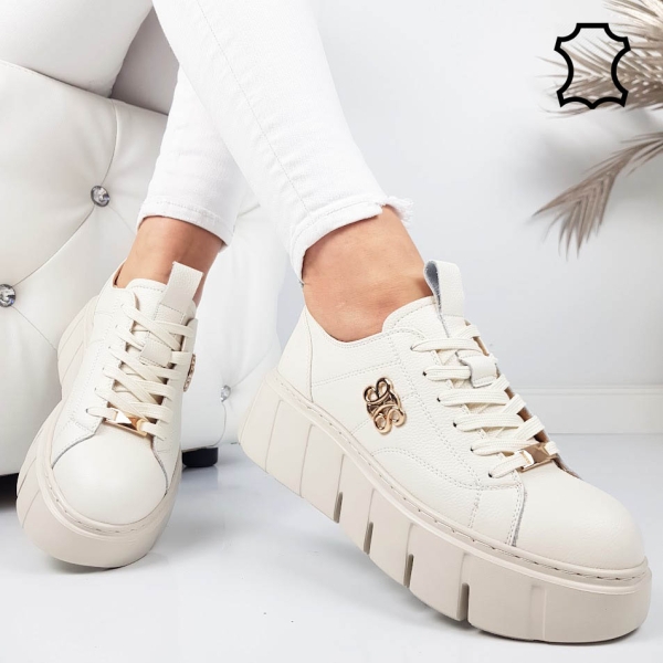 Бежови кецове на платформа- Daris Beige 11734
