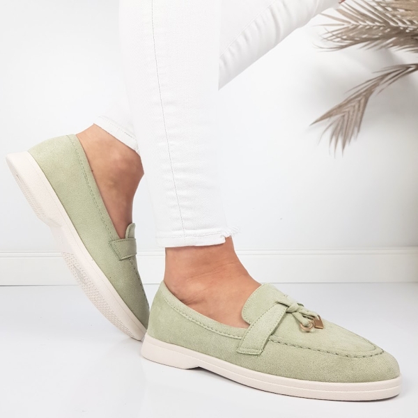Равни зелени мокасини- Klara Green 11781
