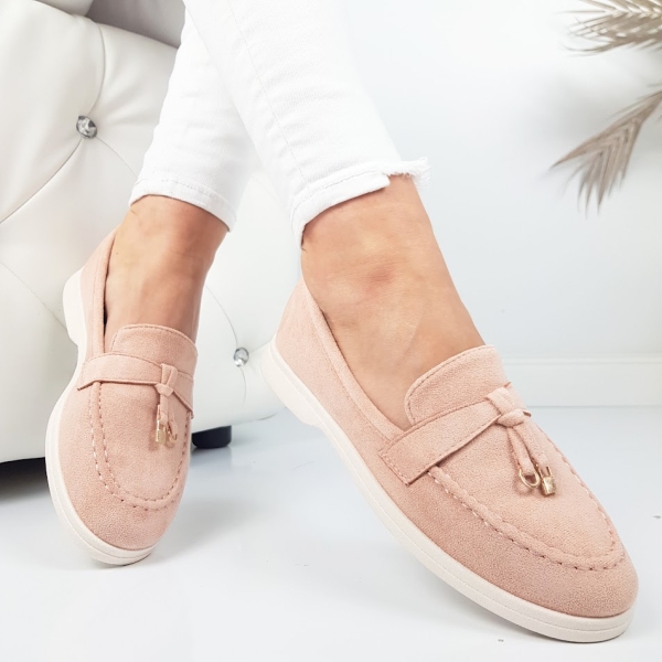 Розови дамски мокасини- Klara Pink 11782