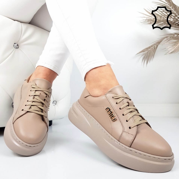 Кецове цвят мока от естествена кожа- Nora 11786