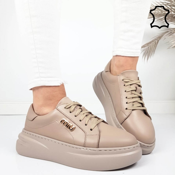 Кецове цвят мока от естествена кожа- Nora 11786