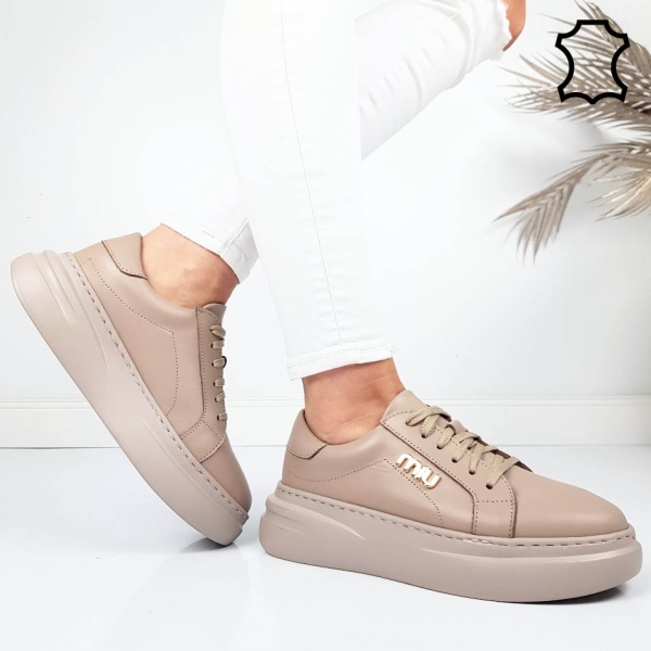 Кецове цвят мока от естествена кожа- Nora 11786