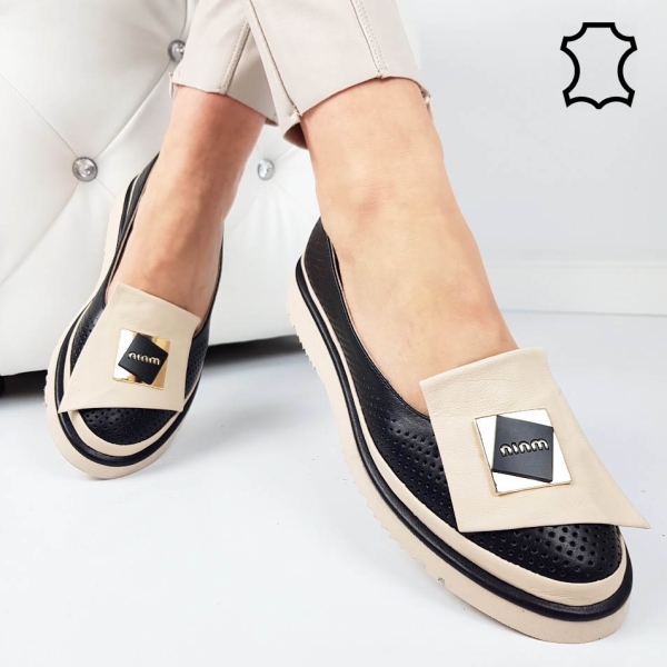 Черни равни обувки от естествена кожа- Mirela Black 11813