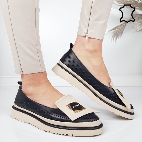 Черни равни обувки от естествена кожа- Mirela Black 11813