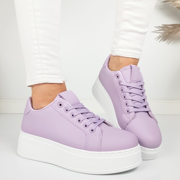 Лилави кецове на платформа- Frea Purple 11860