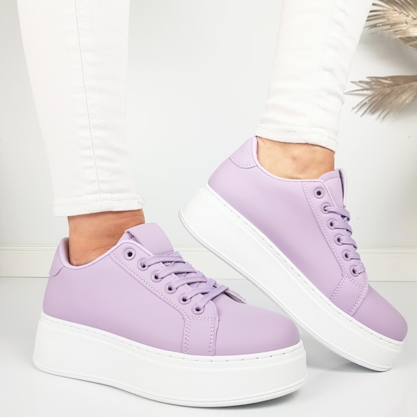 Лилави кецове на платформа- Frea Purple 11860