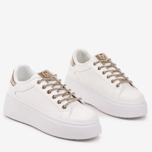 Бели кецове на платформа - Melisa White 11871