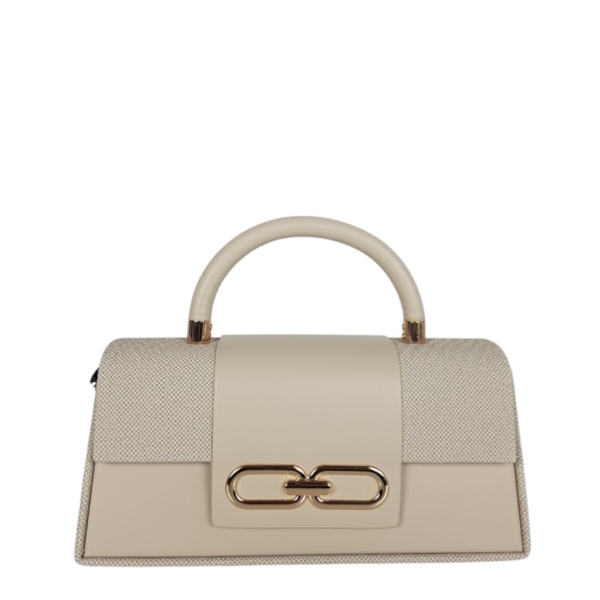Стилна бежова чанта тип куфарче- Des Beige 11907