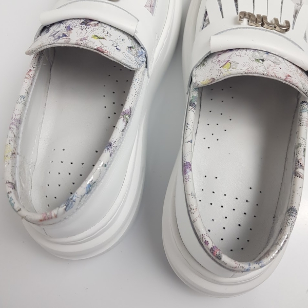 Бели мокасини от естествена кожа- Vera White 11920