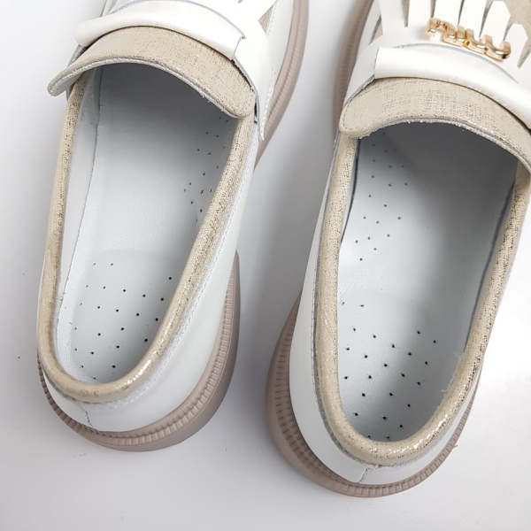 Мокасини от естествена кожа- Tera White 11922