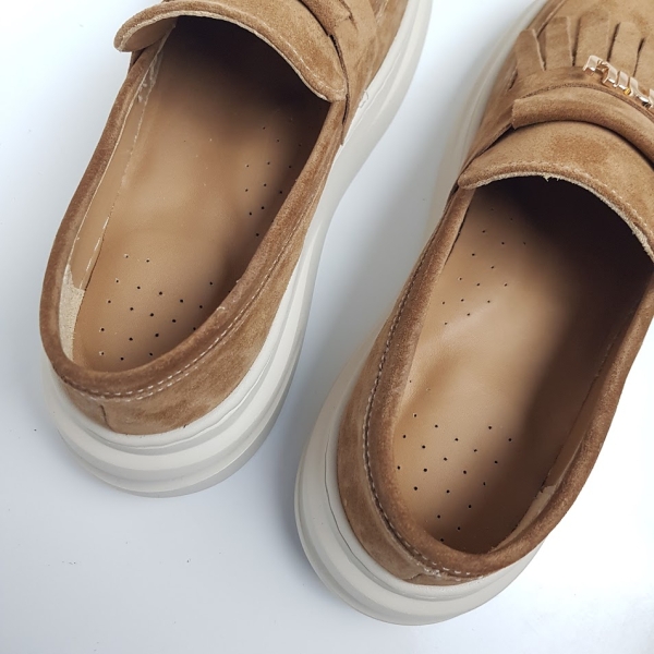 мокасини от естествен велур в кафяв цвят- Vera Brown 11923