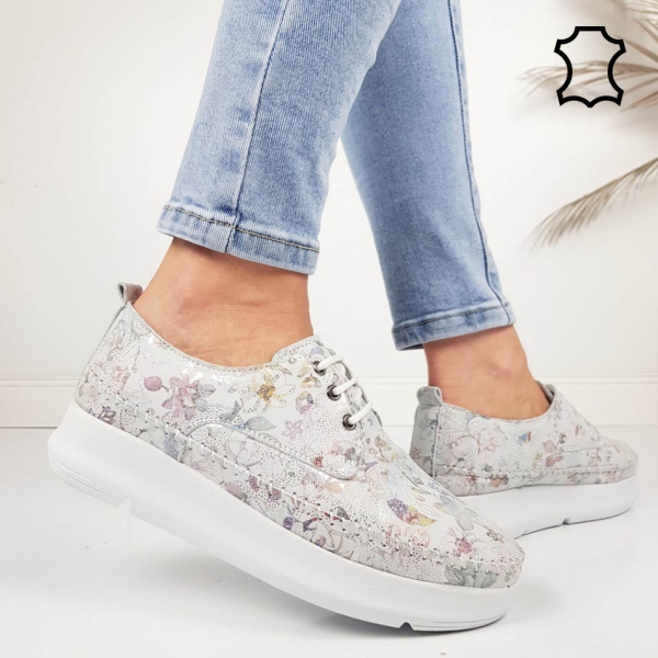 Обувки от ефектна естествена кожа- Hera Grey 11941