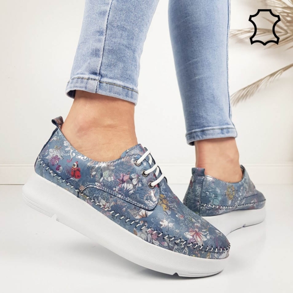 Обувки от ефектна естествена кожа- Hera Blue 11942