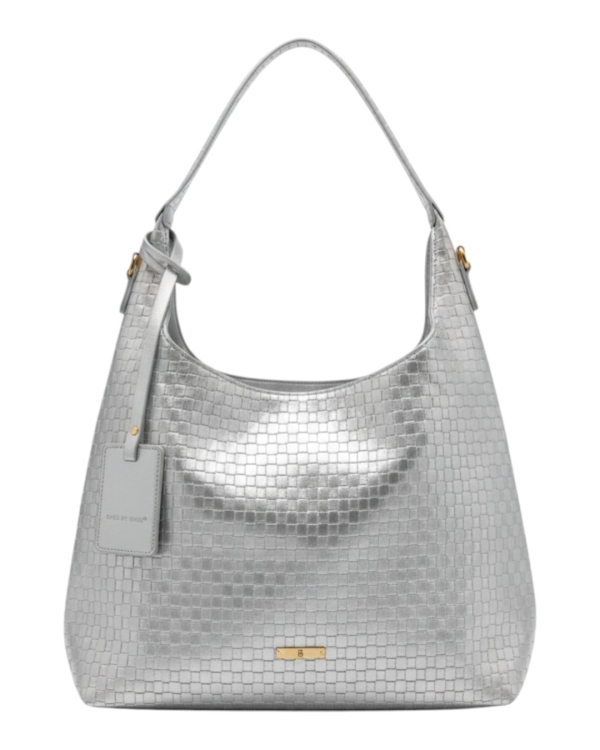 Сребриста дамска чанта за през рамо- BagtoBag 11945
