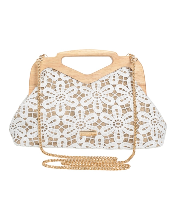 Дамска дантелена чанта в бял цвят- BagtoBag 11947